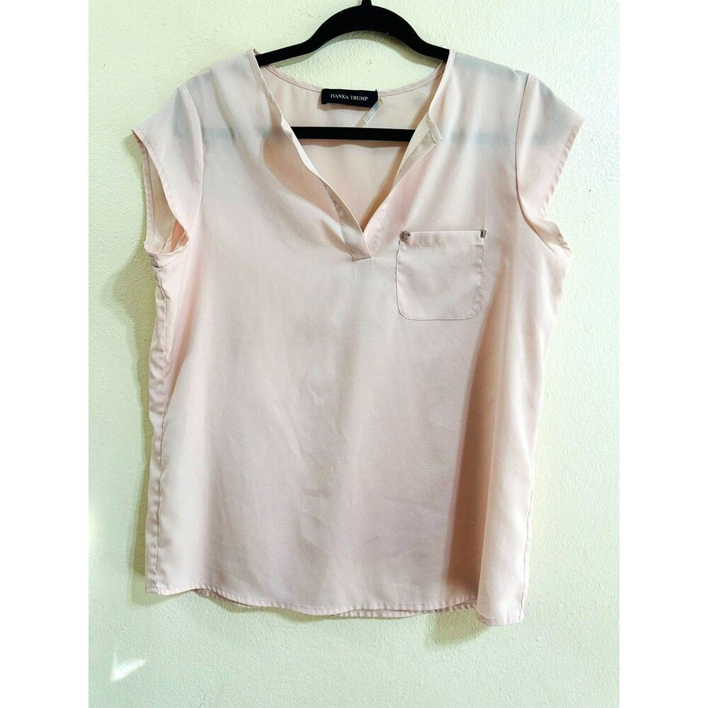 Ivanka Trump Women's V-Neck Camisole Top Cap Sleeves Size S Blush Pink
